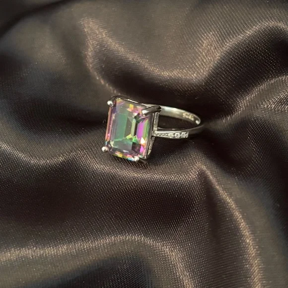 New Mystic Topaz Silver Ring - Size 5 - Picture 4 of 7